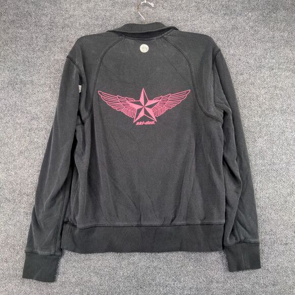 BRP Mens 1/4 Zip Pullover Sweatshirt Black Small Ski Doo Graphic Fleece - Picture 6 of 13